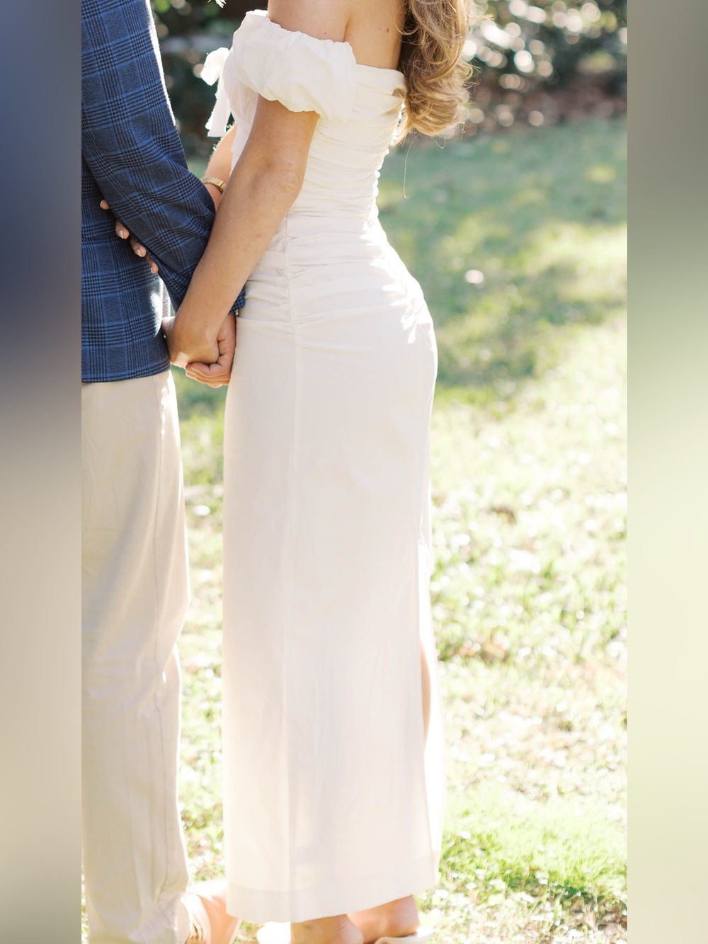 Off-Shoulder Ivory Midi Dress